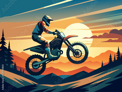 Motocross Rider in Mountain Landscape