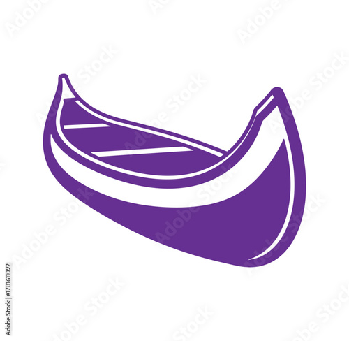Purple canoe isolated on white background vector illustration for outdoor recreation and adventure