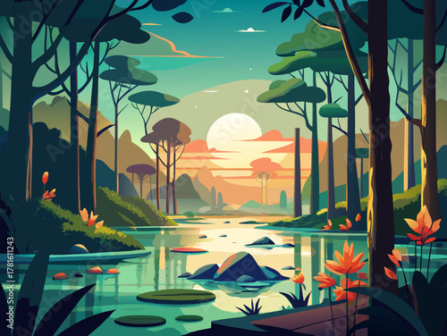 swamp vector  illustration 