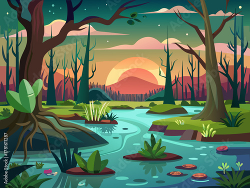swamp vector  illustration 