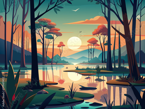 swamp vector  illustration 