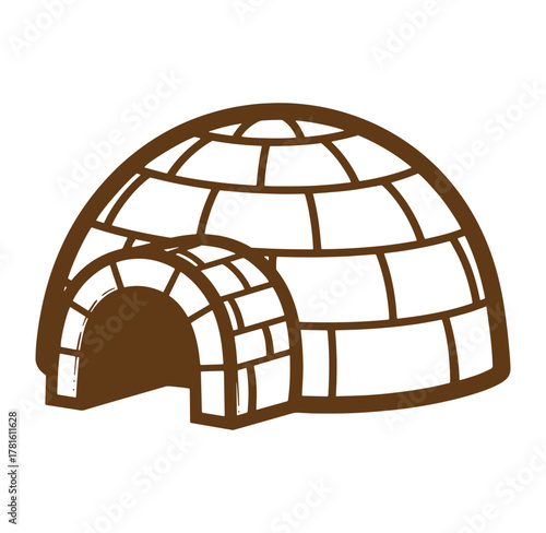 Simple vector illustration of an igloo dwelling isolated on a clean white background in brown