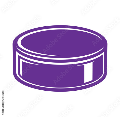 Vector illustration of a hockey puck in a stylish purple and white flat design