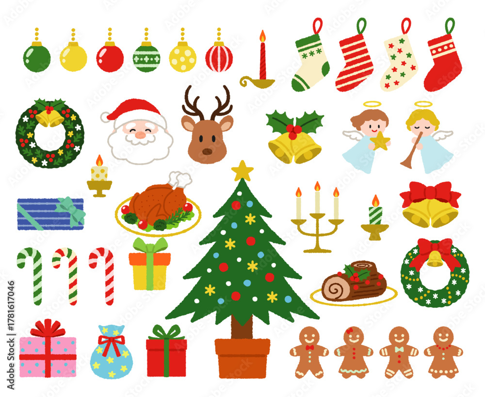 Obraz premium クリスマスのイラストセット