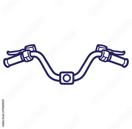 Detailed vector illustration of a bicycle handlebar with a minimalist outline design on a white backdrop