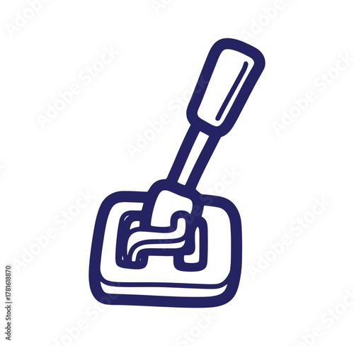 Simple hand drawn vector illustration of a car gear shift lever showing automatic transmission
