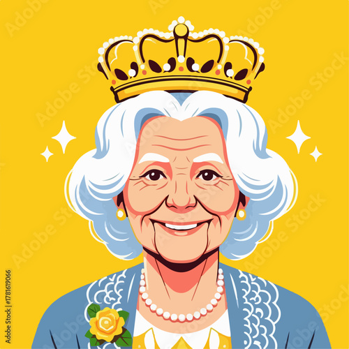vector illustration set of queen grandmother