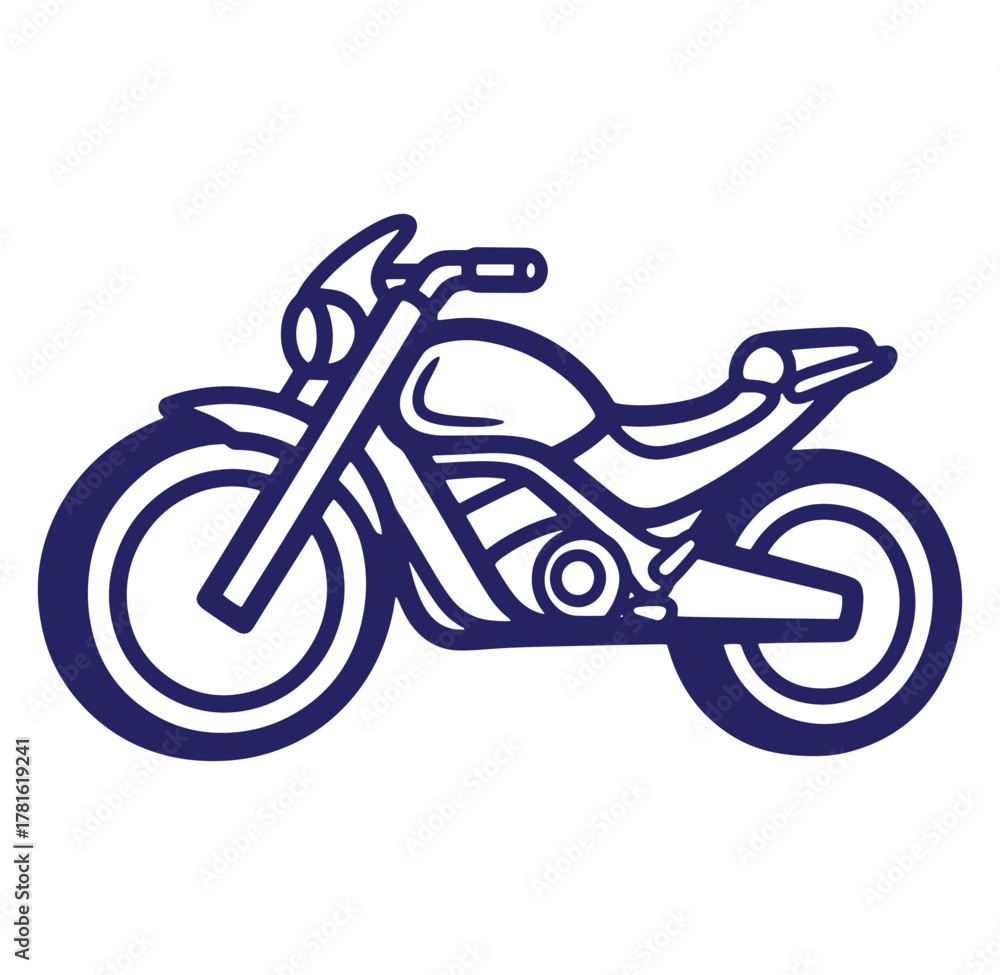 Fototapeta premium Stylish outlined illustration of a classic motorcycle depicted in a minimalist blue color design