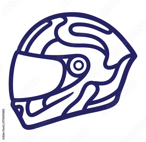 Vector illustration of a motorcycle helmet with decorative elements and a visor