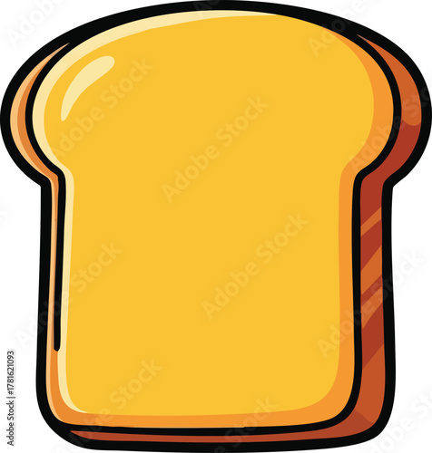 Golden Brown Toast Slice Isolated on White Background with Subtle Highlights