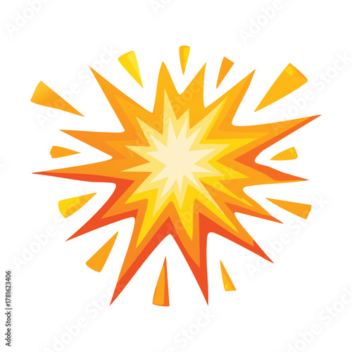 Large Orange and Red Explosion Graphic with Smoke Cloud Detailing, Representing a Powerful Blast