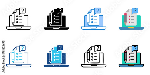 quizzes icon set multiple style collection 
