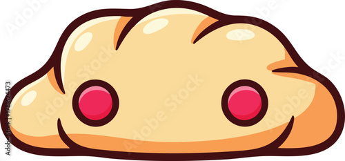 Cute Pixel Art Croissant Character with Pink Eyes on White Background