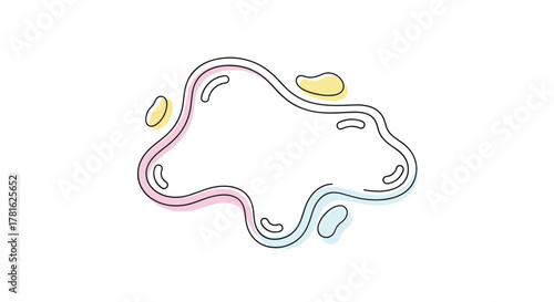 Abstract doodle liquid shape frame with colorful pastel accents and dashed line outlines, suitable for creative design.