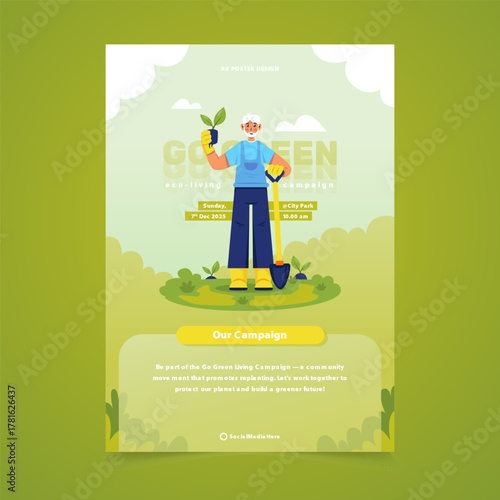 Go Green with Tree Planting Poster Template Design