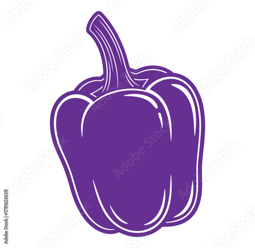 Vector illustration of a vibrant purple bell pepper isolated on white background.