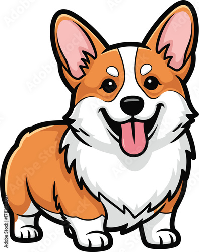 Cartoon corgi dog with tongue out animal