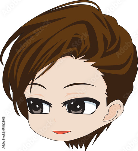 Side View Boy Face Chibi Avatar Anime Style Vector
