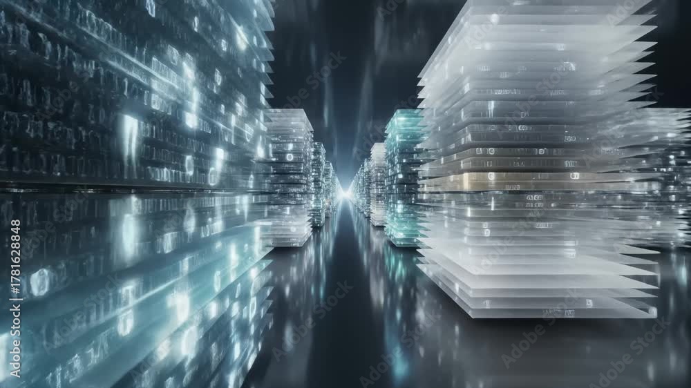 Abstract Digital Binary Code Structures Forming a Tunnel