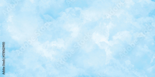 Clouds and sky watercolor vector hand drawn vector illustration. Abstract blue winter watercolor background. Sky pattern with snow. Light blue watercolour paper texture background.	
