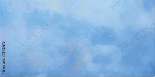 Clouds and sky watercolor vector hand drawn vector illustration. Abstract blue winter watercolor background. Sky pattern with snow. Light blue watercolour paper texture background.	