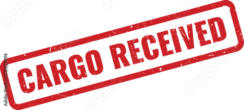 Red grunge stamp indicating cargo received for successful package or shipment delivery and acceptance