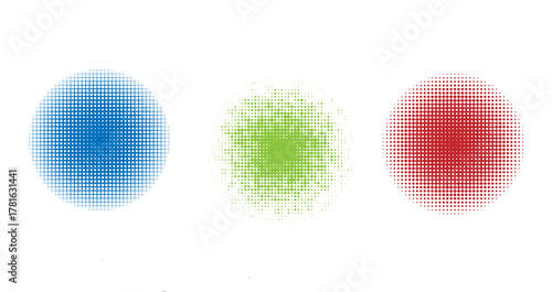 Halftone Dotted Colorful Circle Icons for Focus Point Highlight and Graphic Design PNG