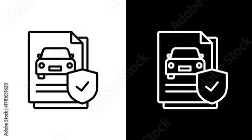 Car Insurance  White Icon Set Design