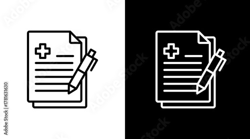 Health Insurance  White Icon Set Design