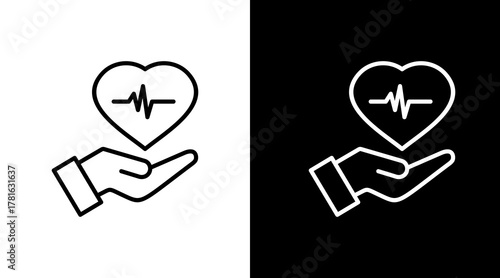 Life Insurance  White Icon Set Design