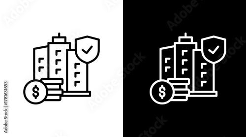 Business Insurance  White Icon Set Design