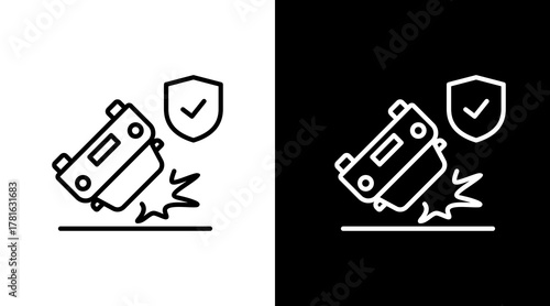 Car Insurance  White Icon Set Design