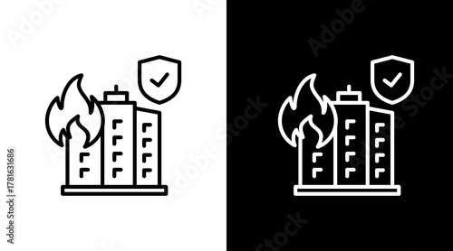 Fire Insurance  White Icon Set Design