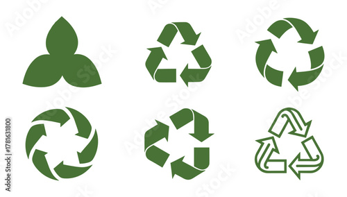 Recycle symbols green set vector illustration isolated on white background