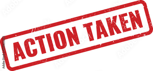 Official red rubber stamp graphic indicating action has been taken, signifying a completed task or fulfilled requirement