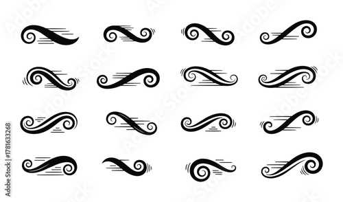 Set of decorative swirls and flourishes for text decoration and graphic design projects