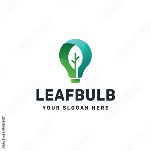 Eco Innovation Logo – Abstract Tree and Light Bulb Symbol for Green Energy and Sustainable Ideas