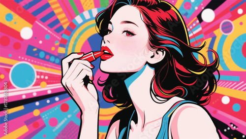 Lipstick Girl Illustrator Artwork Banner Background Design Template 