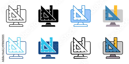 online mathematics icon set multiple style vector collection 
