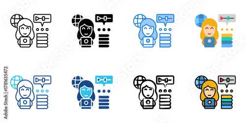 online student icon set multiple style collection 

