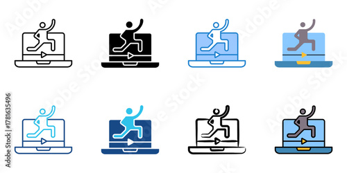 online yoga icon set multiple style collection 
