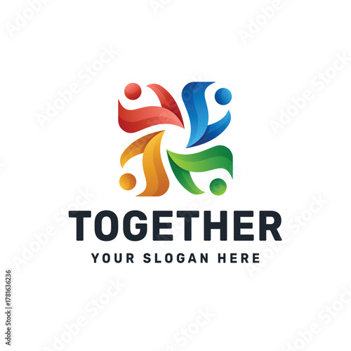 Unity Circle Logo – Colorful Abstract People Symbol for Teamwork & Collaboration