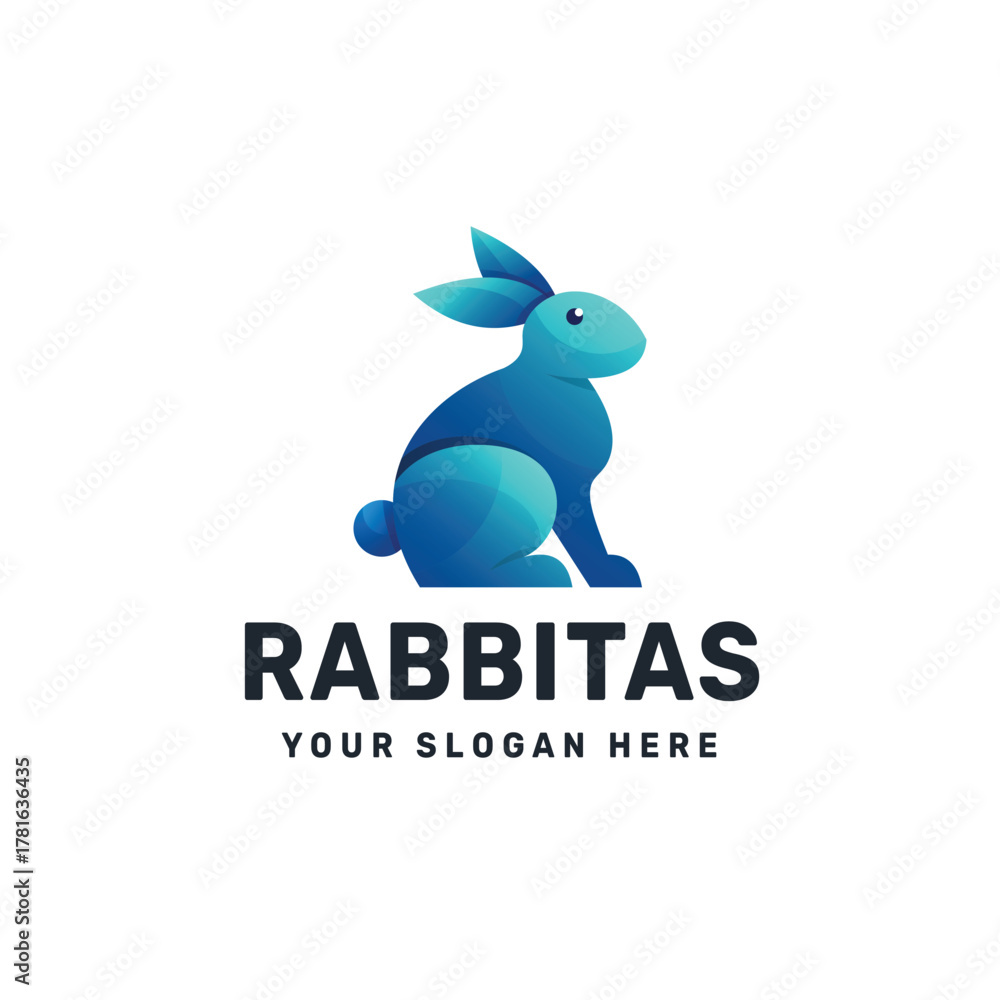 Fototapeta premium Rabbitas Logo – Blue Gradient Rabbit Symbol for Modern and Creative Branding