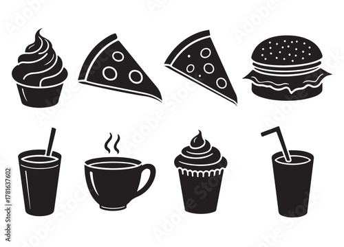 Modern Fast Food Icon Collection