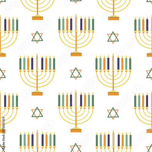 Hanukkah menorah seamless pattern background for packaging and decoration