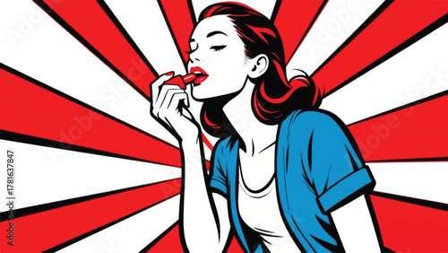 Woman Beautiful Lipstick Illustrator Artwork Banner Background Design Template 