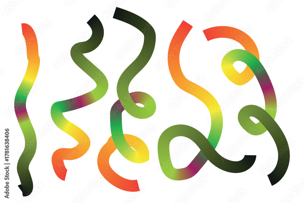 Fototapeta premium Colorful paint line abstract vector art set illustration design element