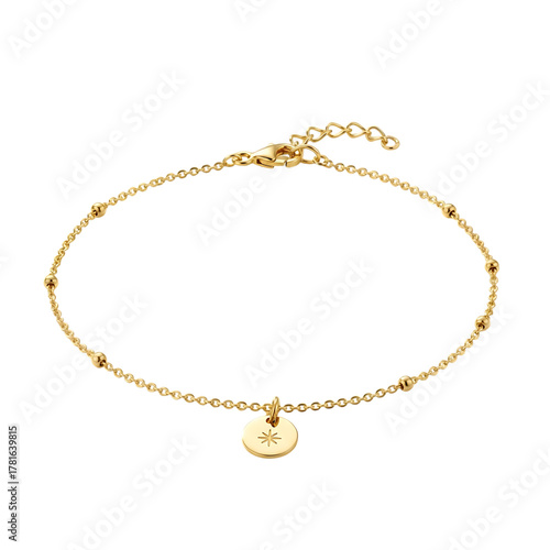 Wallpaper Mural Gold chain bracelet with star charm on black background Torontodigital.ca