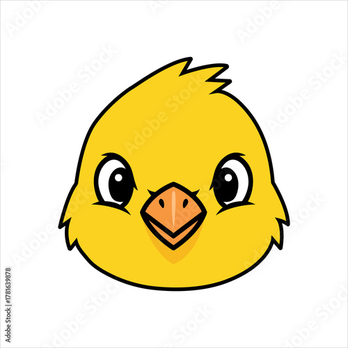Cute cartoon chick face with big eyes and a friendly expression