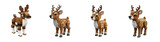 Four Brown Reindeer Figures Constructed From Building Blocks Displayed Against A Transparent Background Transparent Background